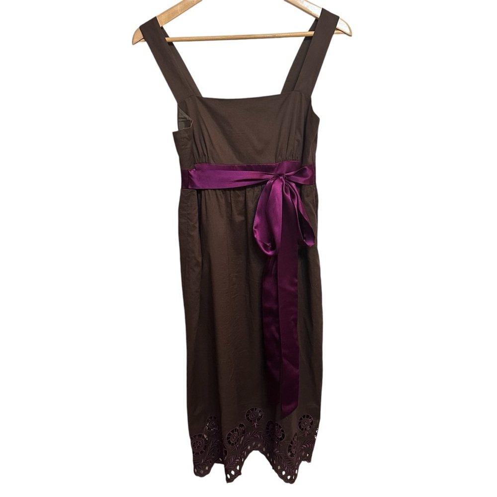 Donna Morgan Women's‎ Dress Size 10 Brown Purple Sash Cocktail Party